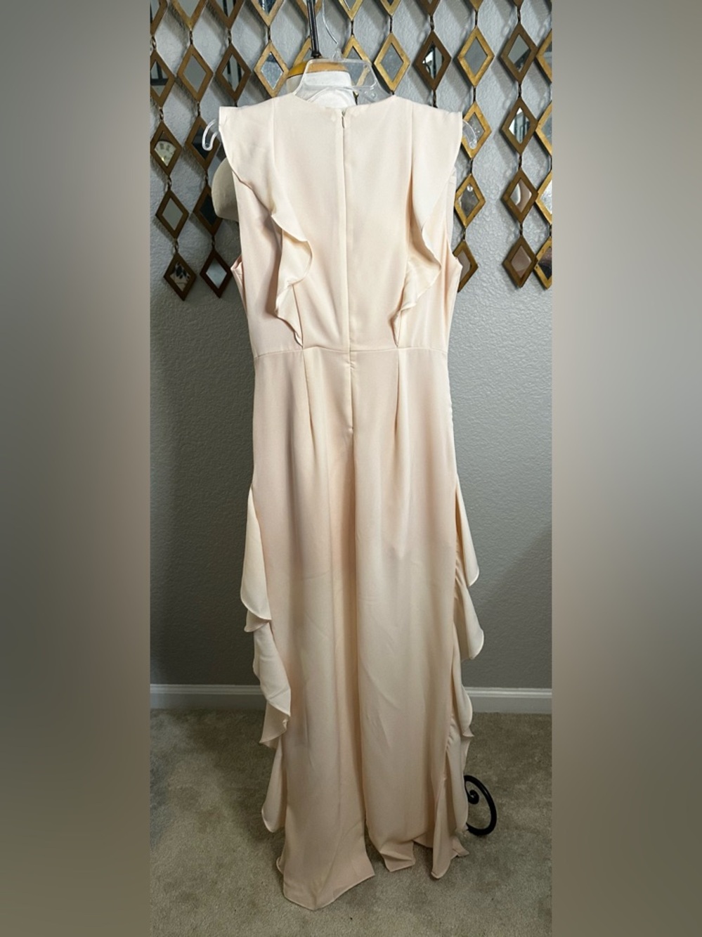 NWT On Twelfth Cascading Ruffle Wide-Leg Jumpsuit - Bare Pink - Picture 4 of 4